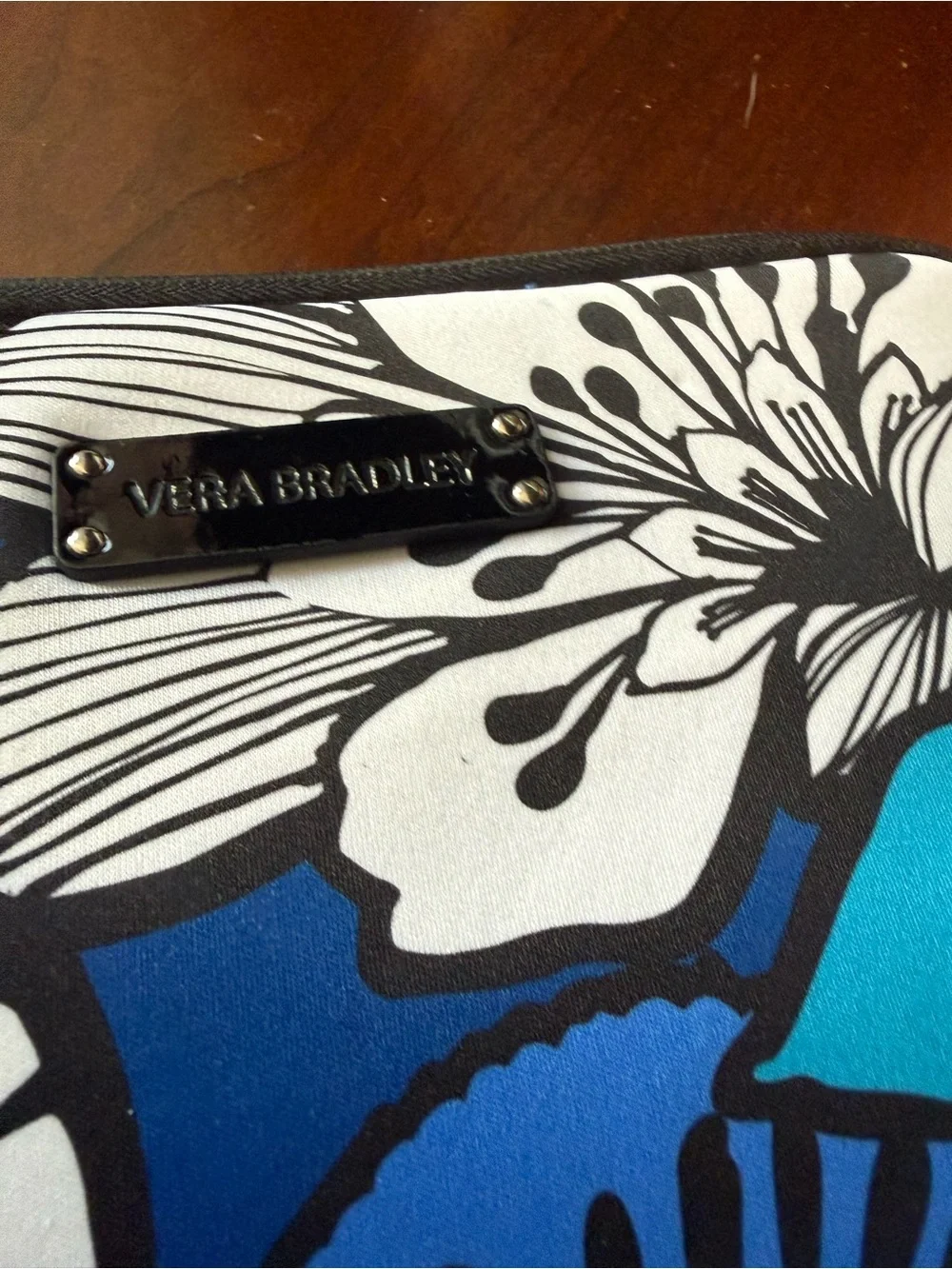 Vera Bradley Teal and Blue Floral Cosmetic Pouch